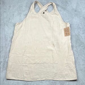 NEW The Simple Folk M 100% Organic‎ Linen Cream Cross-Back Apron
